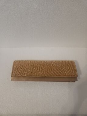 Gold Beaded Geometric Fold-Over Clutch
